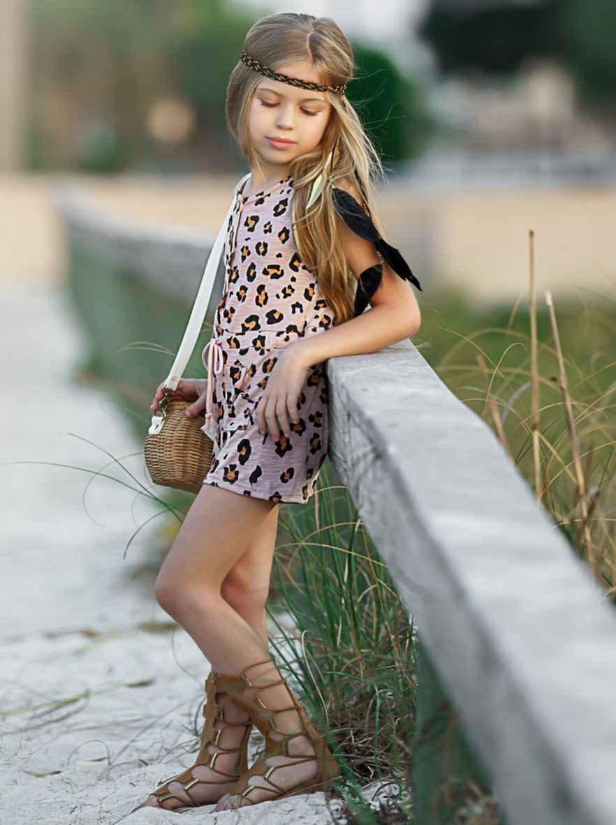 Toddler Spring Outfits | Little Girls Leopard Print Drawstring Romper ...