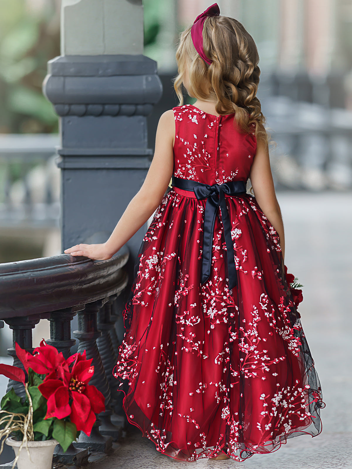 Girls Formal Dresses | Cherry Blossom Embroidered Hi-Lo Party Dress
