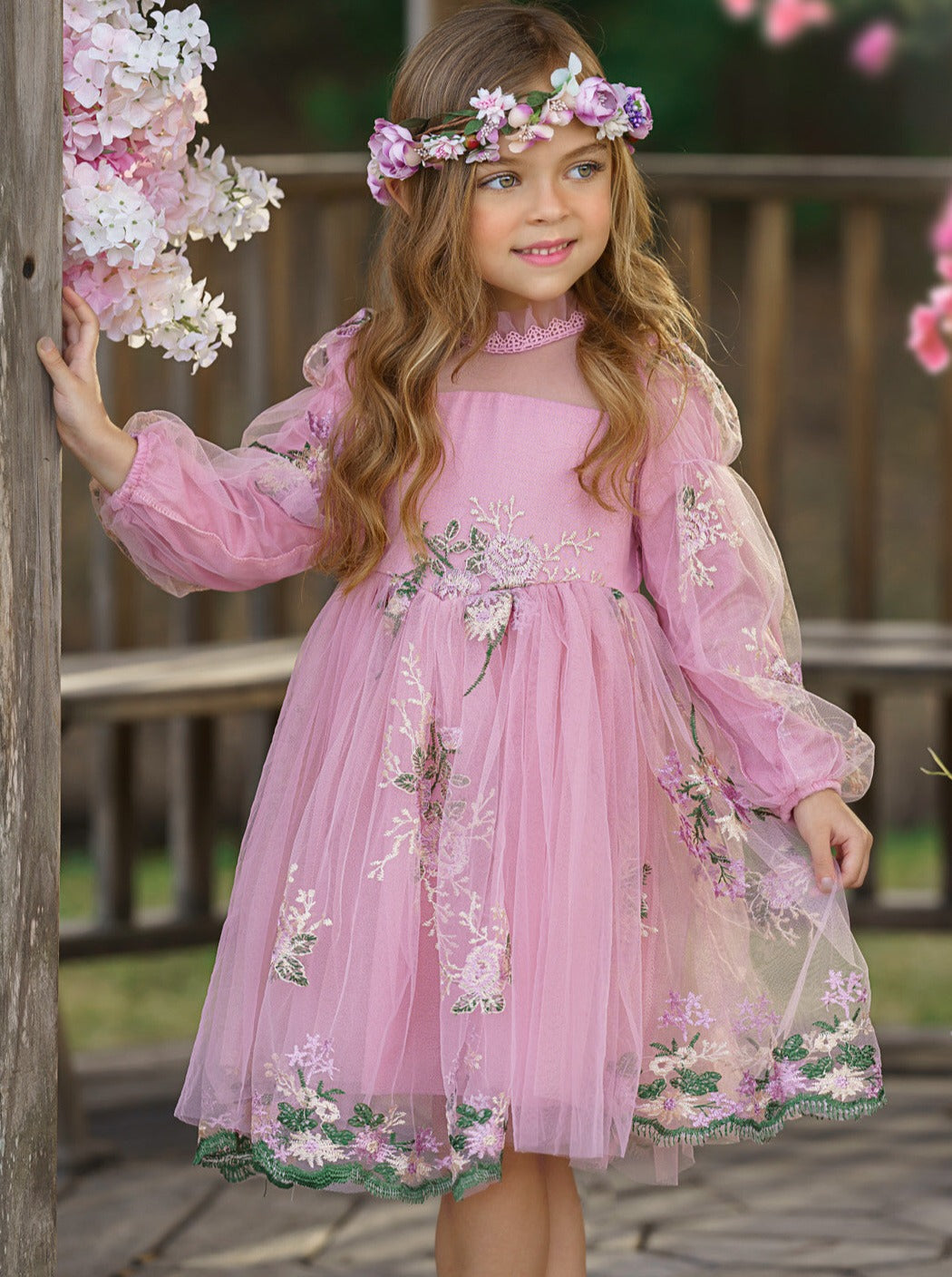Little Girls Flower Embroidered Lace Dress | Toddler Spring Dresses
