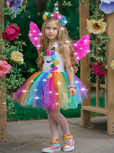 Girls Halloween Costumes | LED Unicorn Fairy Light Up Tutu Dress