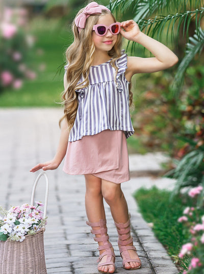 Children's Spring Sets | Little Girls Flutter Sleeve Top & Skort Set