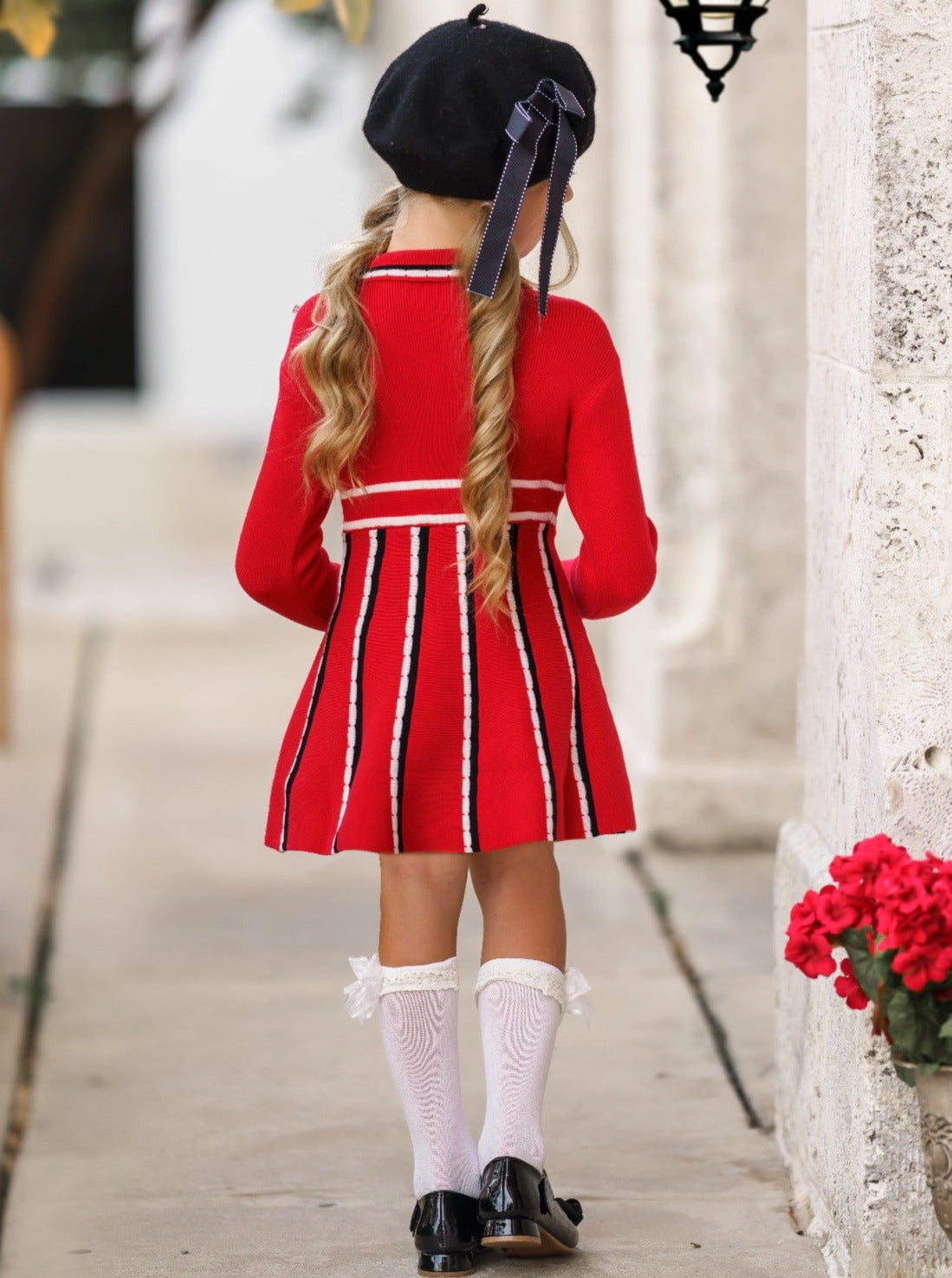 Preppy Chic Clothes | Red Sailor Style Sweater Dress | Mia Belle Girls