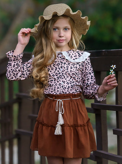 Cute Outfits For Girls | Leopard Blouse & Skirt Set | Girls Boutique