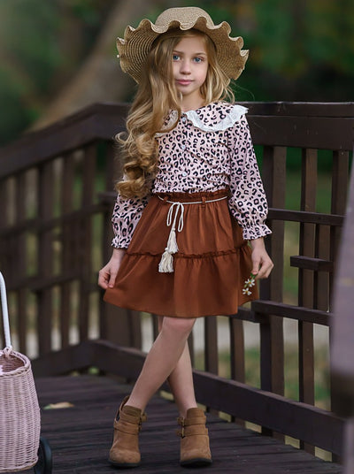 Cute Outfits For Girls | Leopard Blouse & Skirt Set | Girls Boutique