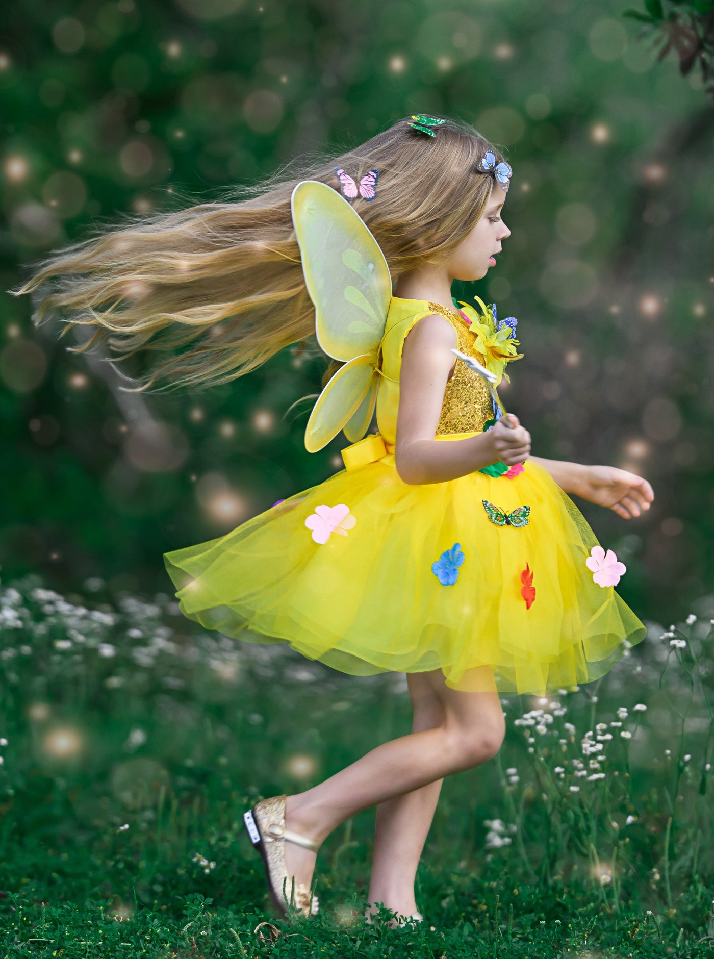 Girls Golden Butterfly Fairy Halloween Costume