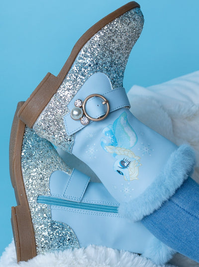 Girls Ombre Unicorn Glitter Boots with Faux Fur Trim By Liv and Mia