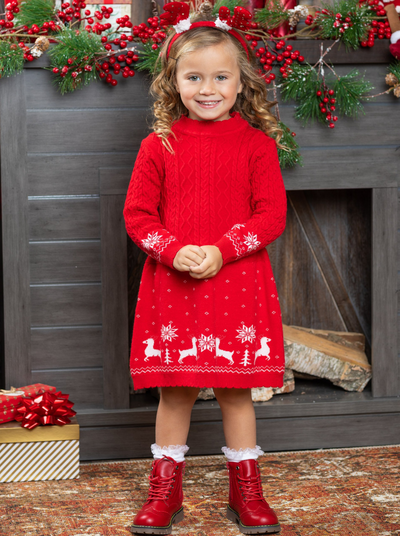 Holiday Cable Knit Sweater Dress