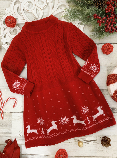 Holiday Cable Knit Sweater Dress