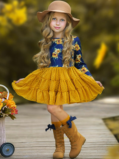 Cute Outfits For Girls | Fall Boho Floral Swiss Tulle Ruffle Dress
