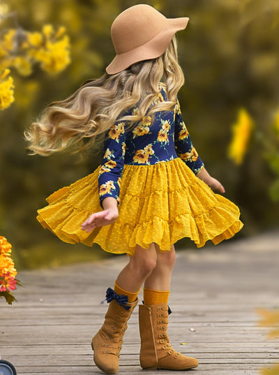 Cute Outfits For Girls | Fall Boho Floral Swiss Tulle Ruffle Dress