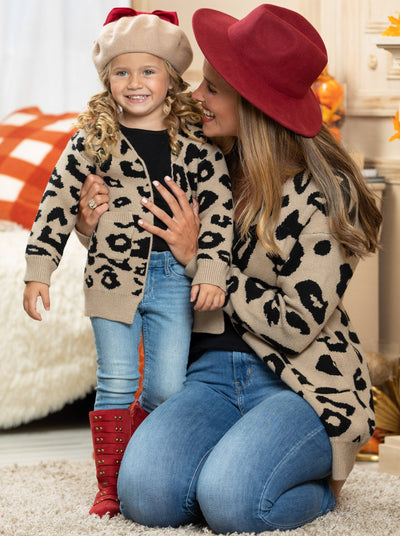 Mommy and Me Fall Oversized Leopard Print Cardigan - Mia Belle Girls
