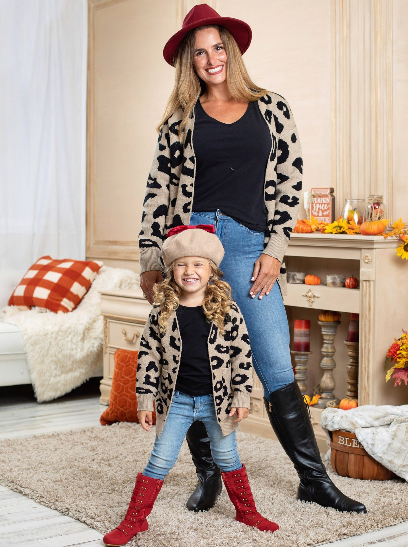 Mommy & Me Sweaters | Large Leopard Print Cardigan | Mia Belle Girls