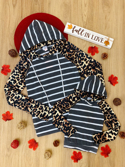 Mommy & Me Sweaters | Leopard Print Raglan Hoodie | Mia Belle Girls