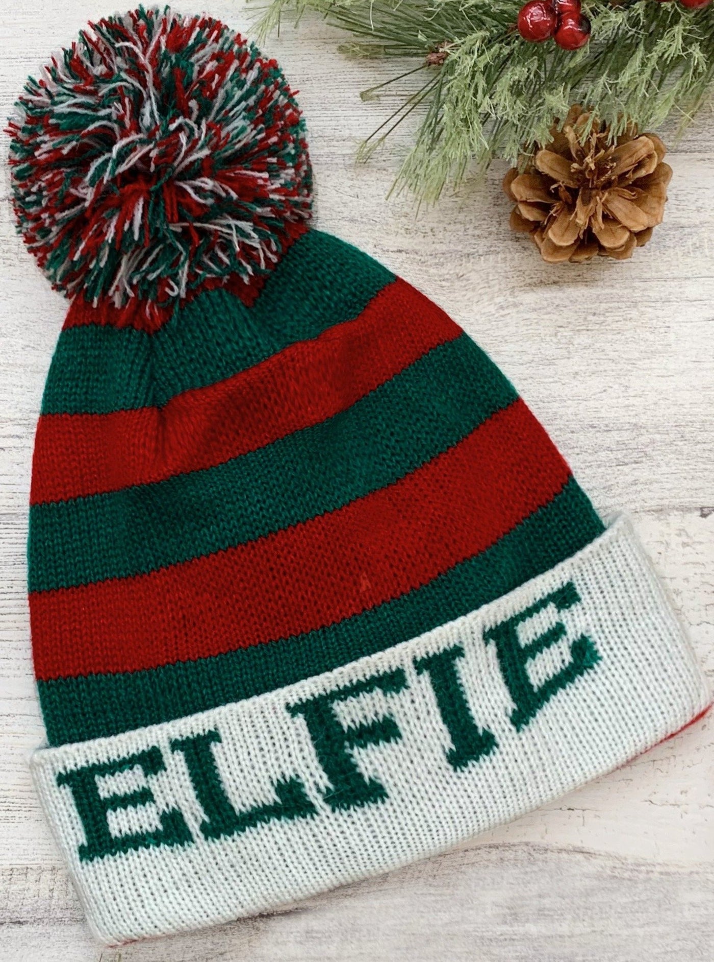 Cute Christmas Accessories | Little Girls Elfie Knit Bobble Hat