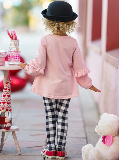 Toddler Valentine's Clothes | Girls Love Tunic & Plaid Legging Set
