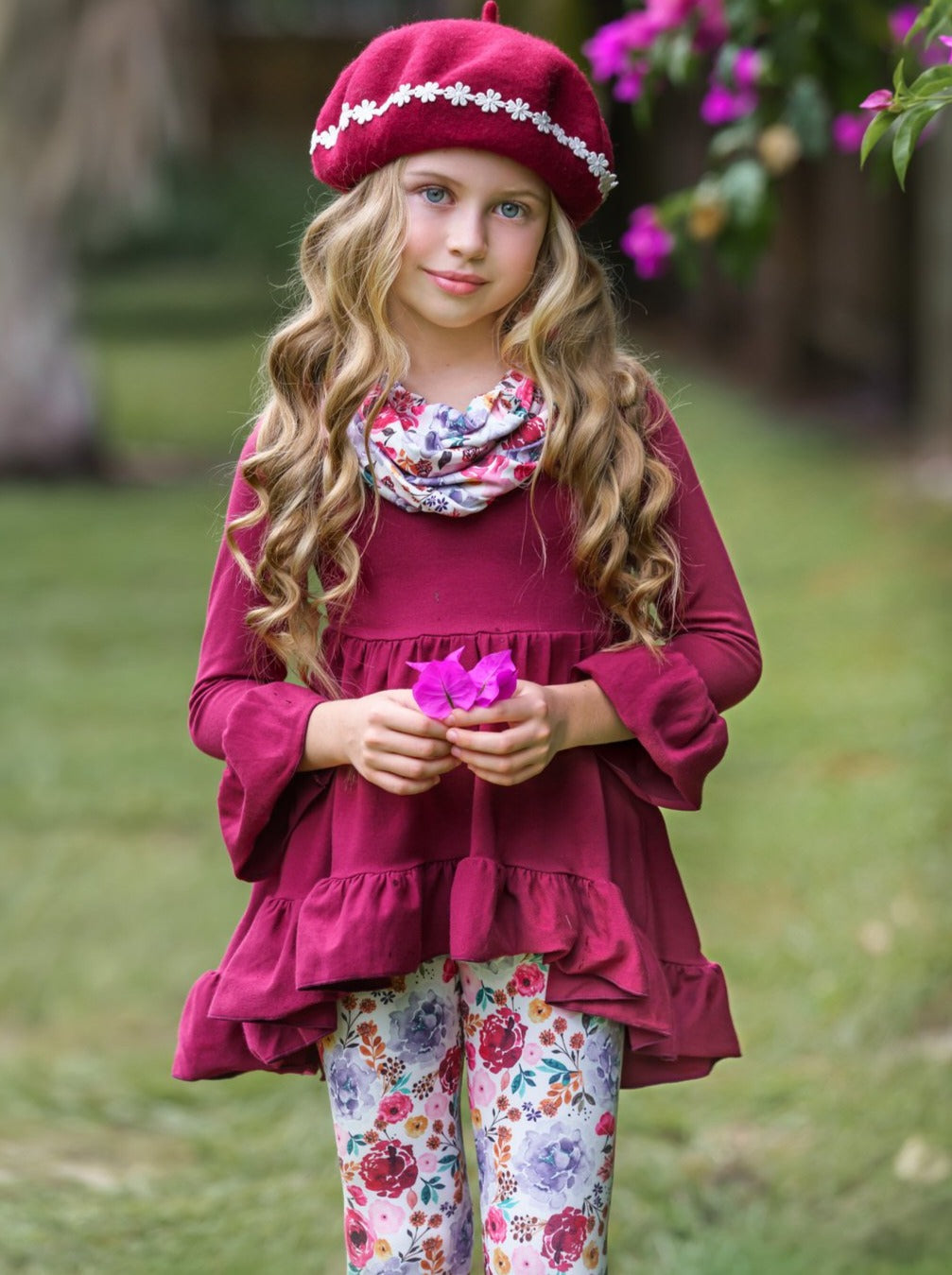 Little Girls Fall Outfits | Tunic Scarf & Legging Set | Girls Boutique