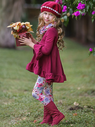 Little Girls Fall Outfits | Tunic Scarf & Legging Set | Girls Boutique