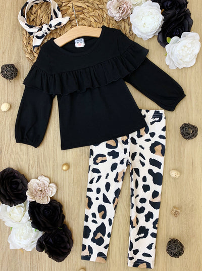 Fall Outfits | Top & Leopard Print Legging Set | Cute Fall Girls Sets