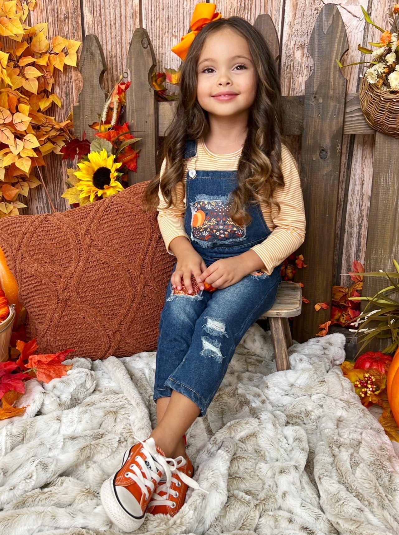 Toddlers Ruffle Sleeve Top & Distressed Jeans Set - Mia Belle Girls
