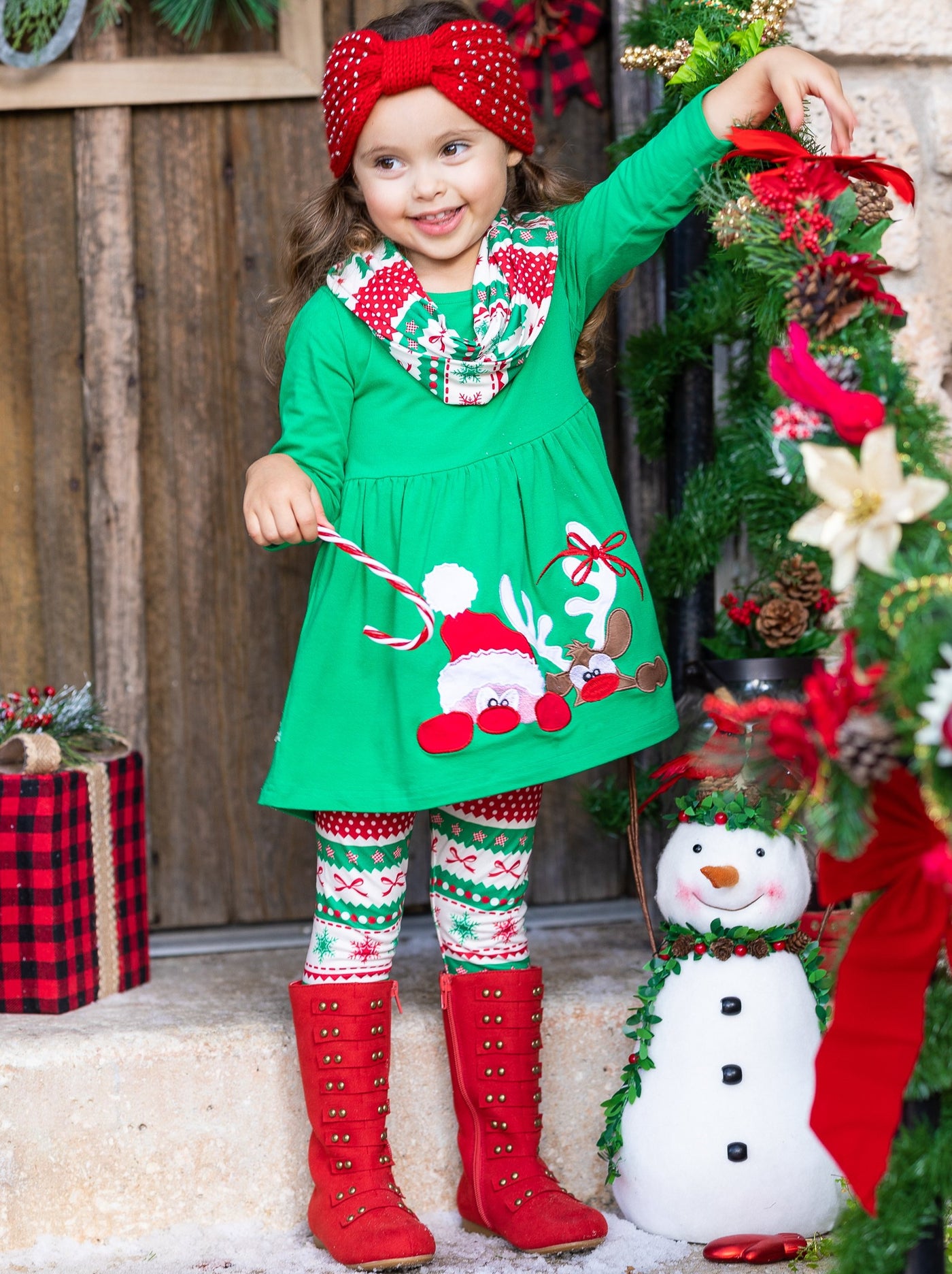 Cute Winter Sets | Girls Christmas Themed Tunic, Scarf & Legging Set