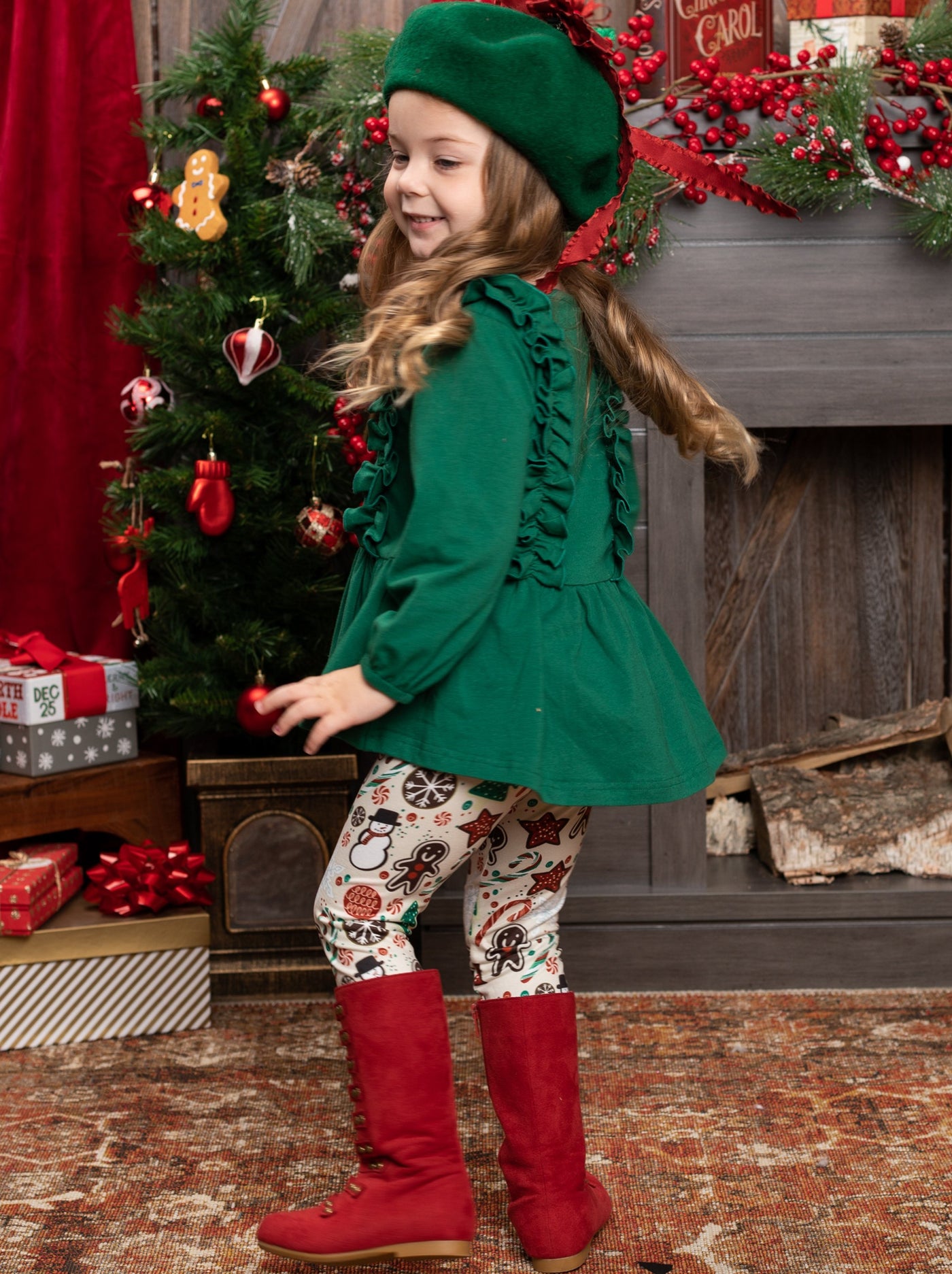 Winter Casual Sets | Girls Ruffle Tunic & Christmas Treat Legging Set
