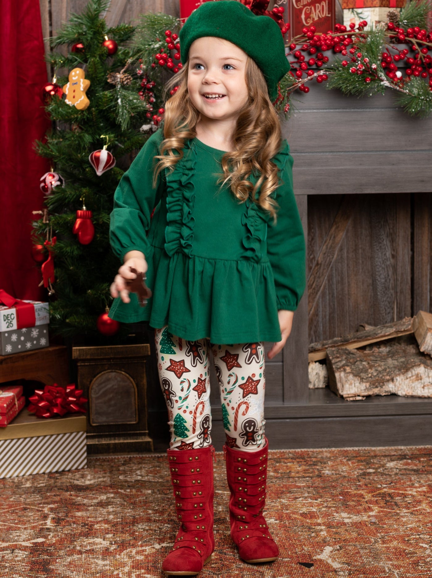 Winter Casual Sets | Girls Ruffle Tunic & Christmas Treat Legging Set