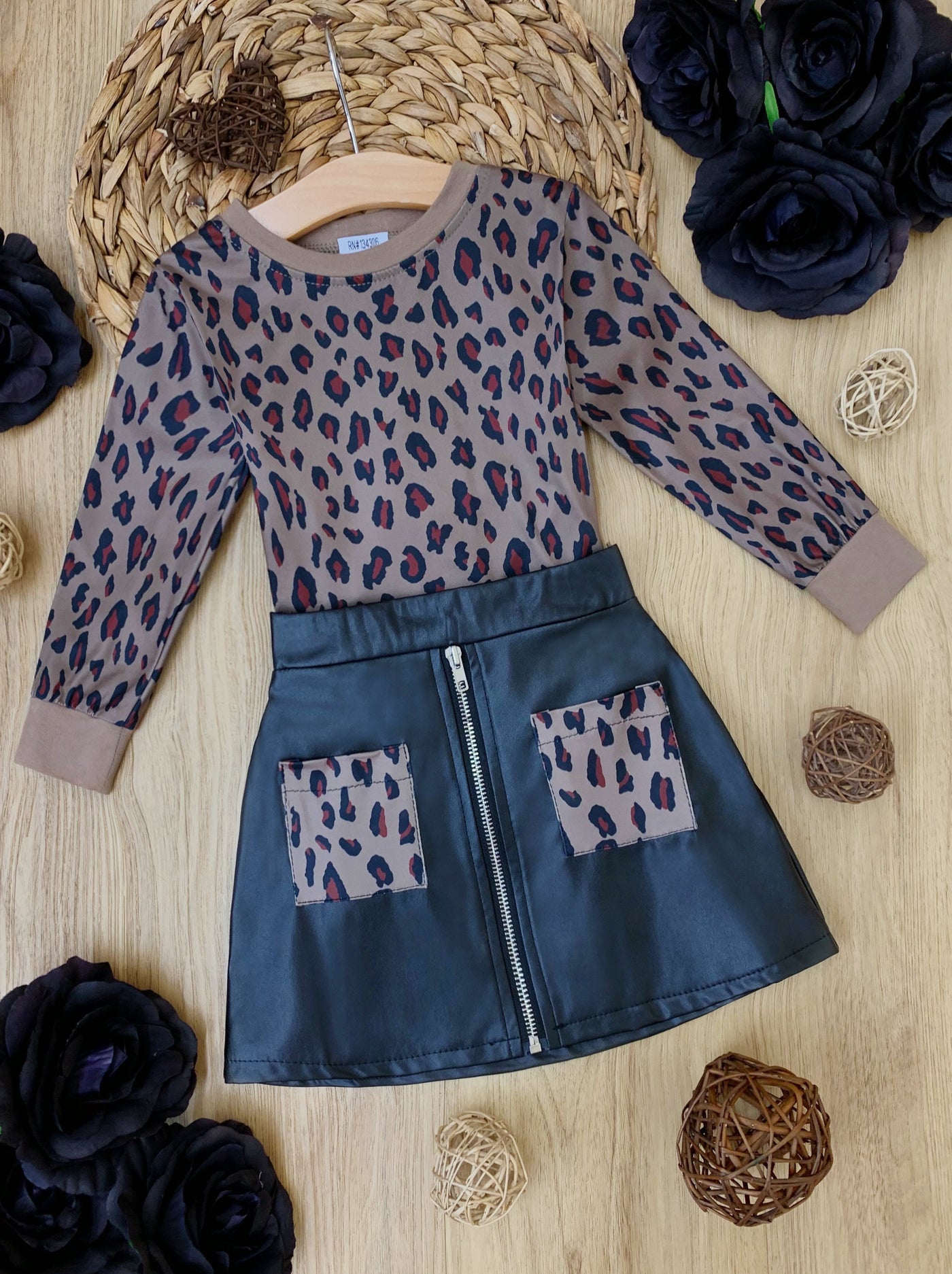 Cute Outfits For Girls | Animal Print Vegan Leather Skirt Set