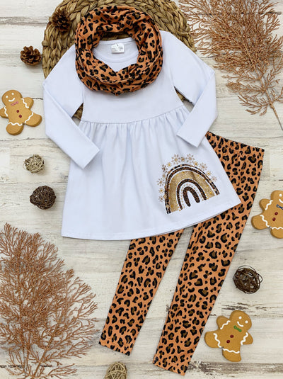 Toddler Fall Outfits | Girls Tunic, Leopard Print Scarf & Legging Set