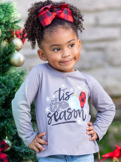Cute Winter Tops | Girls Tis the Season Graphic Print Long Sleeved Top