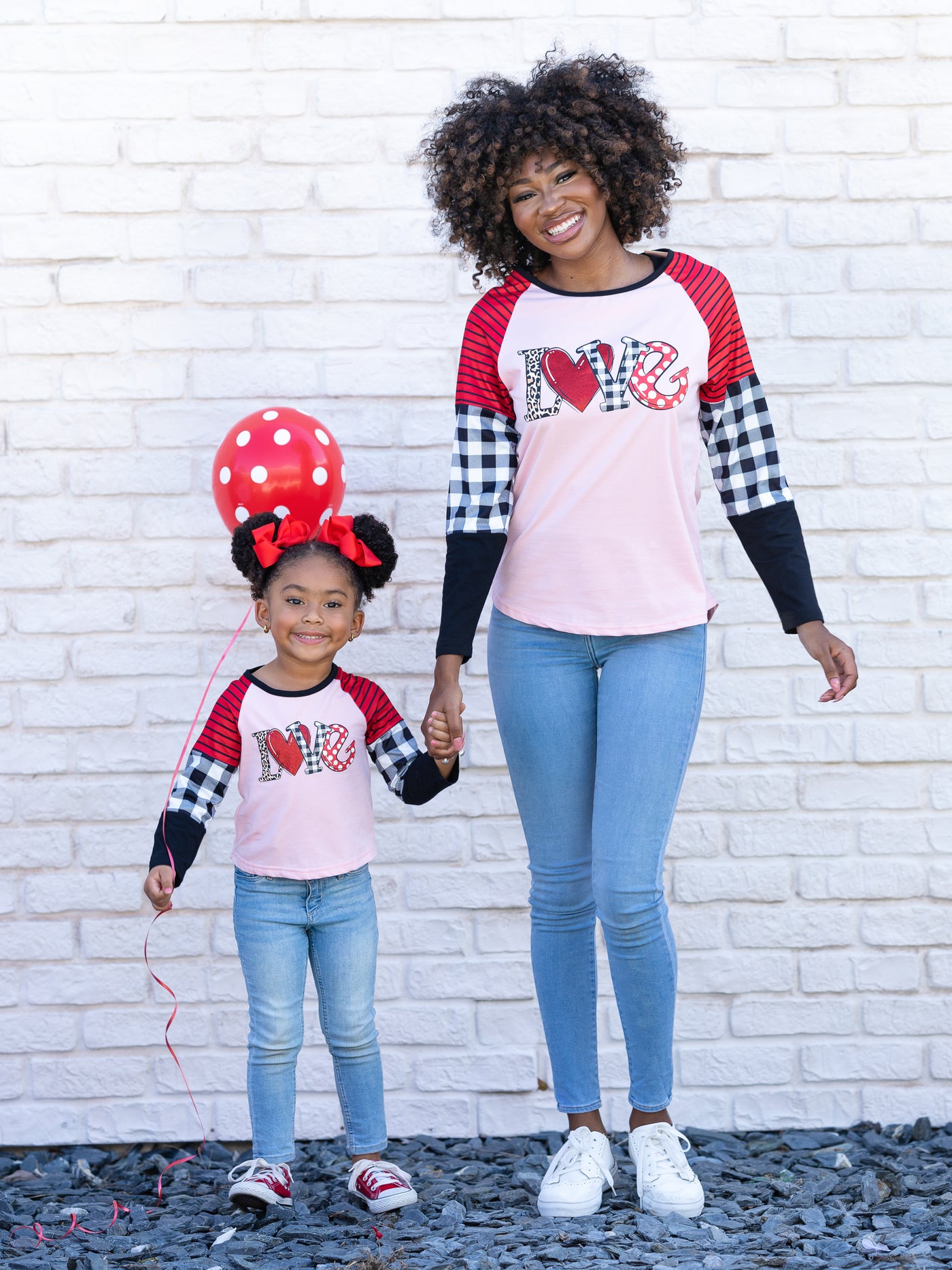 Mommy & Me Valentine's Day Tops | Matching Love Colorblock Sleeve Top
