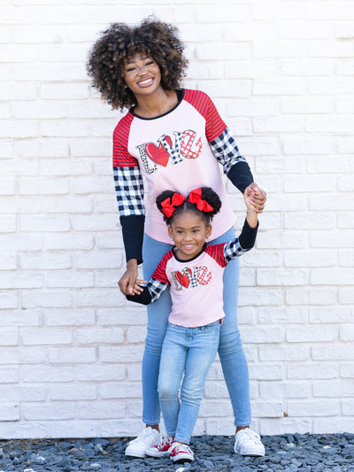 Mommy & Me Valentine's Day Tops | Matching Love Colorblock Sleeve Top