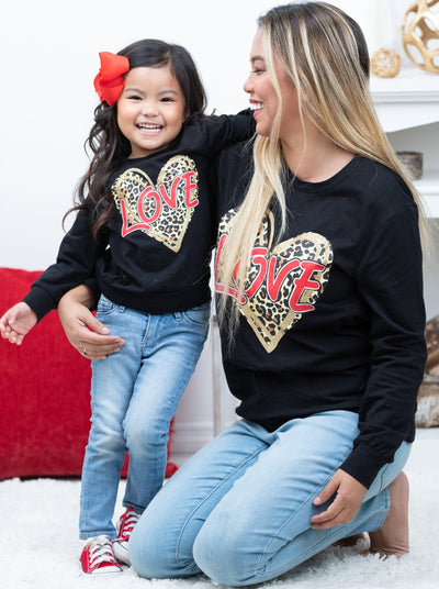 Mommy and Me A Roaring Leopard Heart Long Sleeve Top - Mia Belle Girls