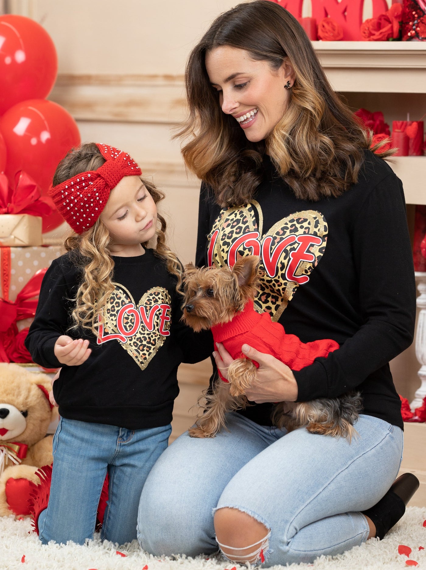 Mommy and Me A Roaring Leopard Heart Long Sleeved Top