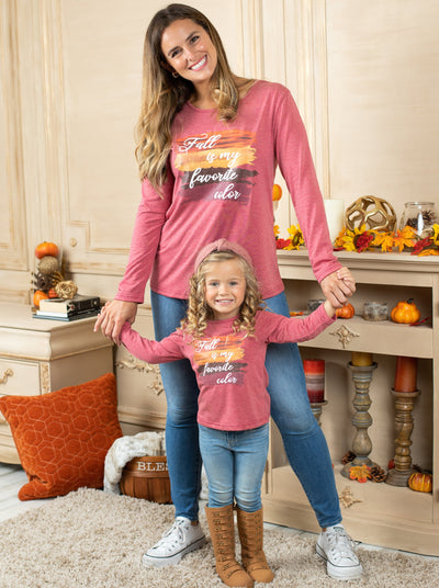 Mommy and Me Matching Fall Tops | Long Sleeve Graphic Print Top