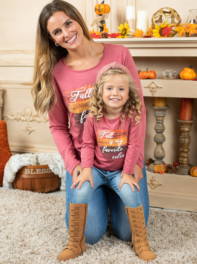 Mommy and Me Matching Fall Tops | Long Sleeve Graphic Print Top
