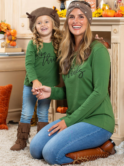 Mommy & Me Fall Tops | Give Thanks Long Sleeve Tops - Mia Belle Girls