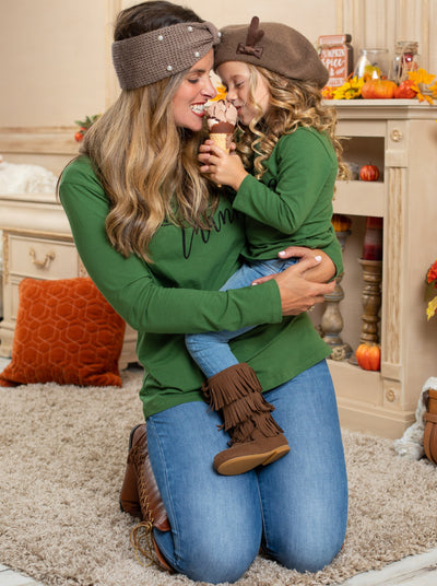 Mommy & Me Fall Tops | Give Thanks Long Sleeve Tops - Mia Belle Girls