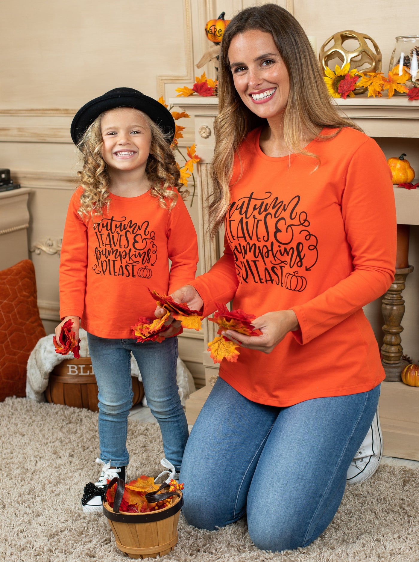 Mommy and Me Matching Tops | Autumn & Pumpkins Long Sleeve Tops
