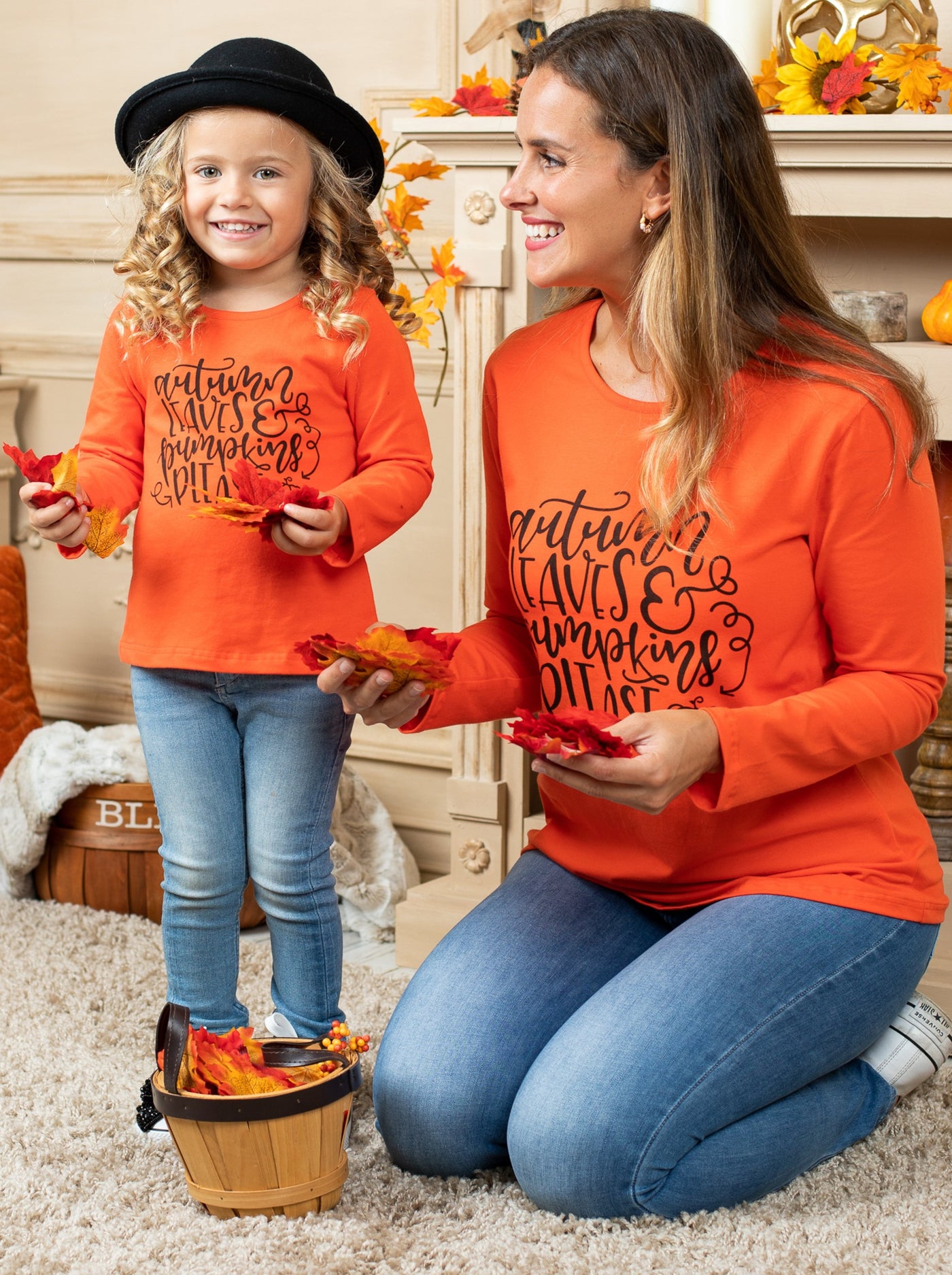 Mommy and Me Matching Tops | Autumn & Pumpkins Long Sleeve Tops