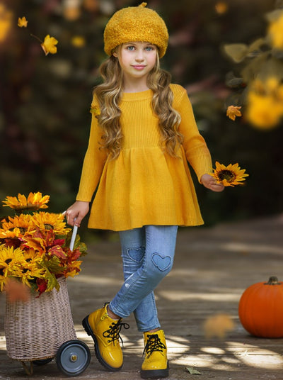 Kids Sweaters | Girls Cozy Cable Knit Tunic Sweater |  Mia Belle Girls