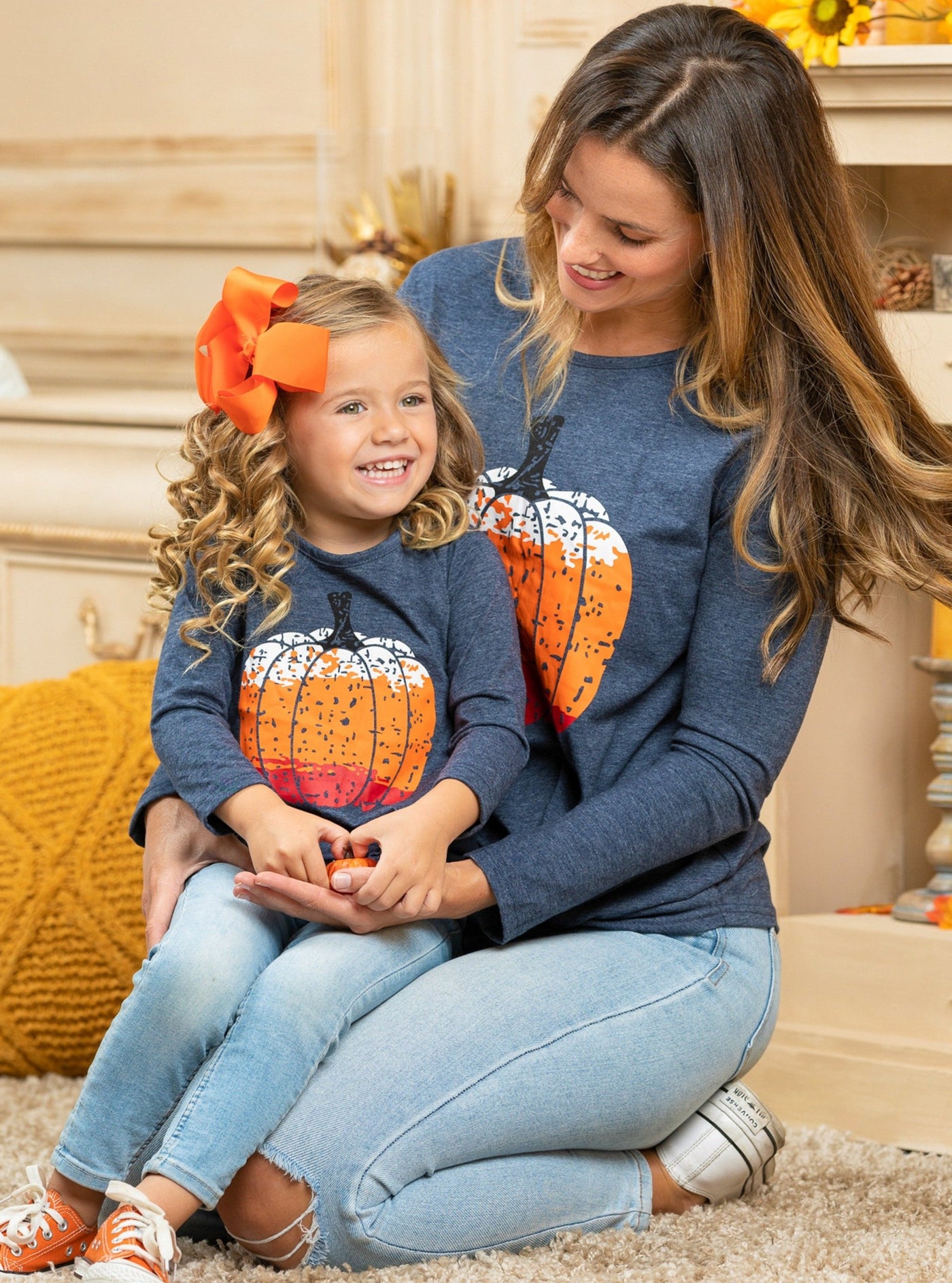 Mommy and Me Fall Tops | Matching Pumpkin Top - Mia Belle Girls