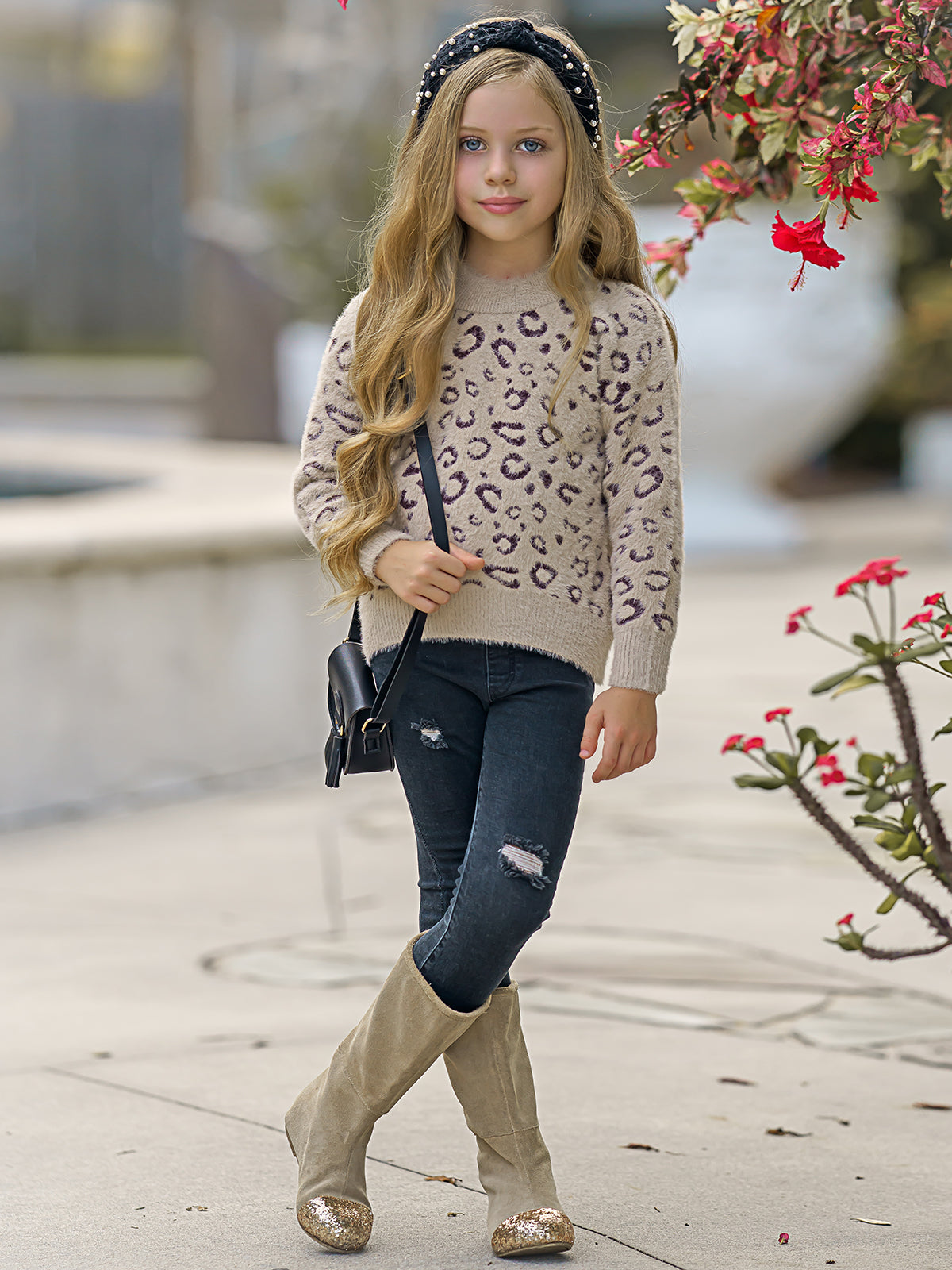 Cozy Winter Sweaters | Girls Leopard Print Plush Fuzzy Sweater