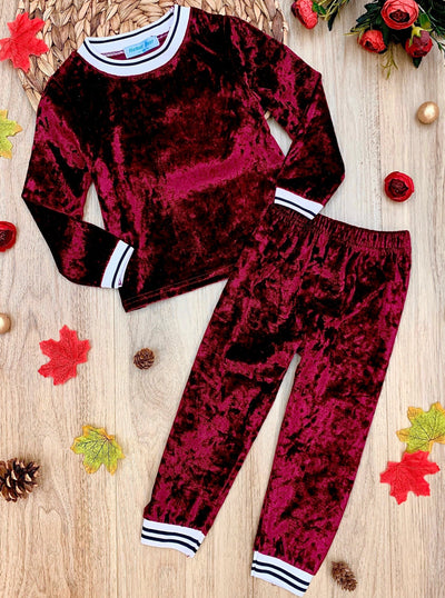 Cute Winter Sets | Girls Crushed Velvet Jogger Loungewear Set