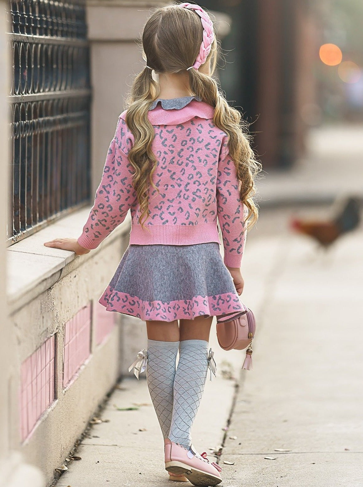 Preppy Chic Clothes | Leopard Cardigan & Skirt Set | Mia Belle Girls