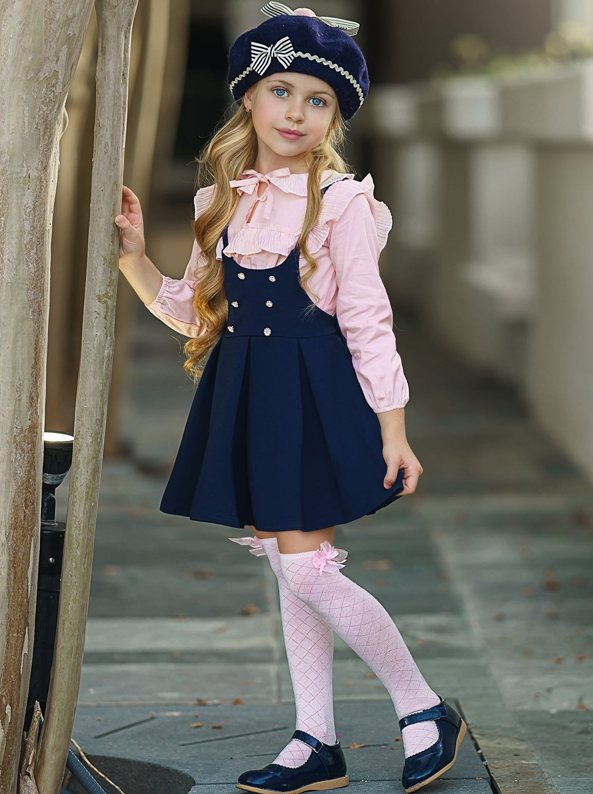 Little Miss Elegant Blouse & Pinafore Skirt Set - Mia Belle Girls