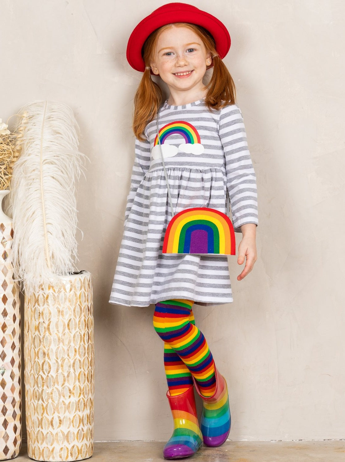 Wear The Rainbow Dress, Socks And Purse Set