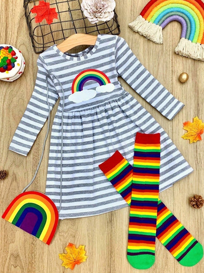 Wear The Rainbow Dress, Socks And Purse Set