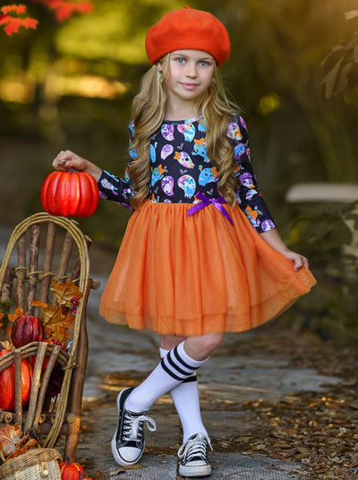 Girls Halloween Apparel | Tie Dye Ghost Tutu Dress - Mia Belle Girls