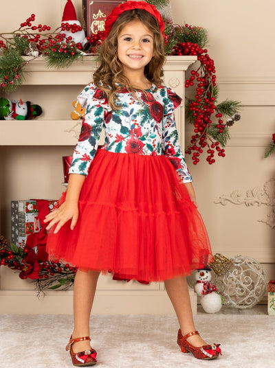 Cute Christmas Dresses | Little Girls Winter Floral Layered Tutu Dress ...