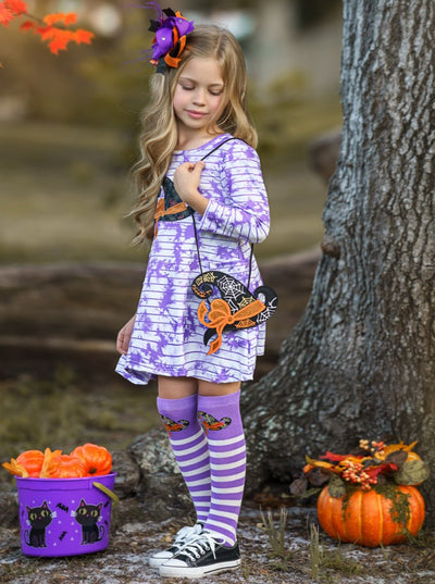 Girls Halloween Dress, Hair Clip, Socks & Purse Set - Mia Belle Girls